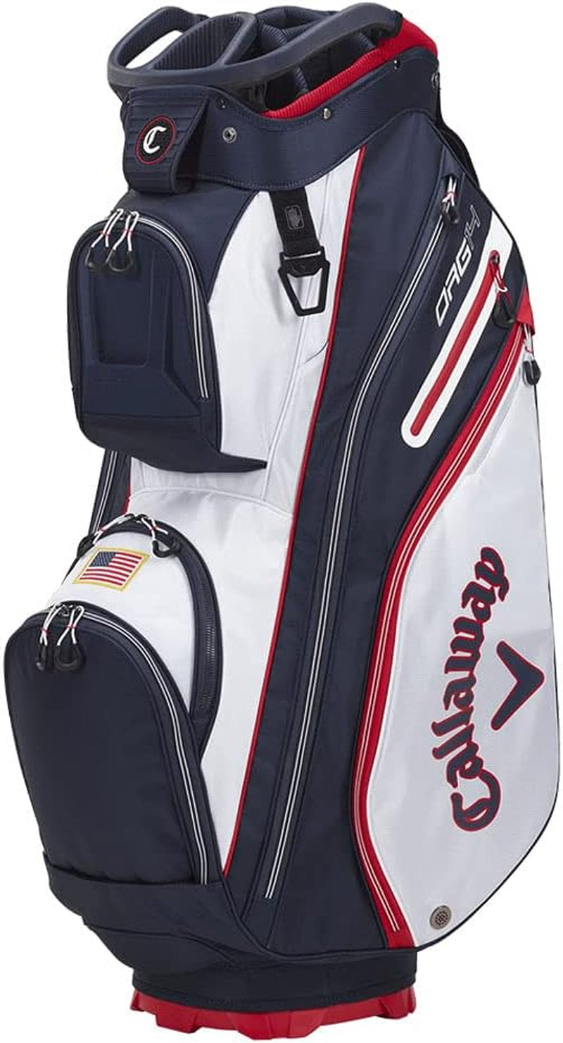 Golf 2021 ORG 14 Cart Bag , White/Navy/Red Flag