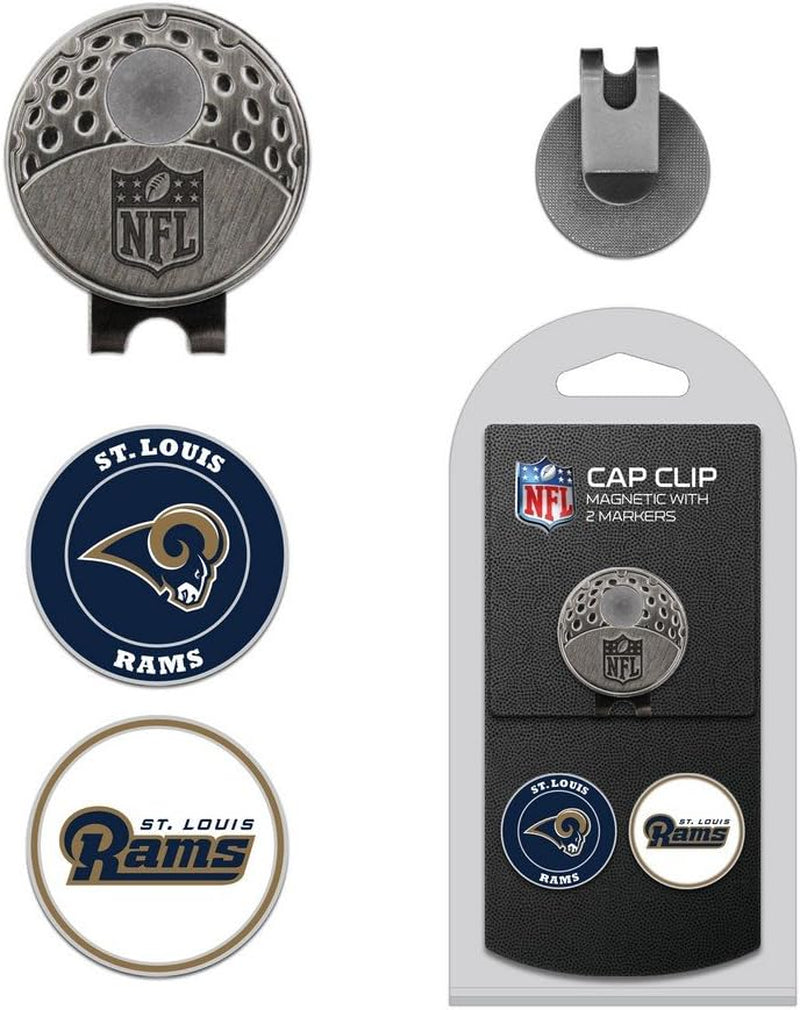 NFL Golf Cap Clip with 2 Removable Double-Sided Enamel Magnetic Ball Markers, Attaches Easily to Hats