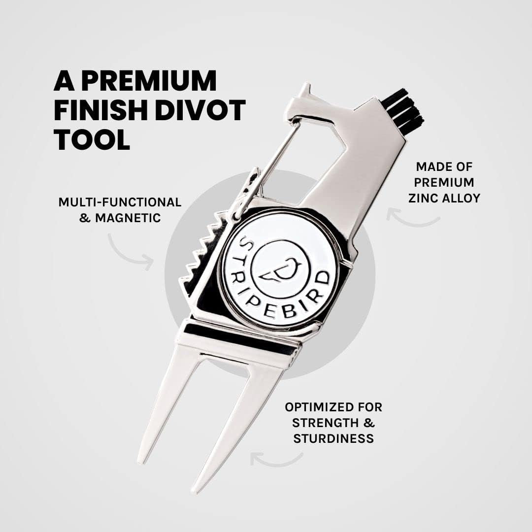 - Magnetic Golf Divot Tool - for Golfers That Fix Divots - Multi-Functional Golf Divot Repair - Easily Attach and Access Divot Tool While You Golf - Premium Gift Box (Silver)