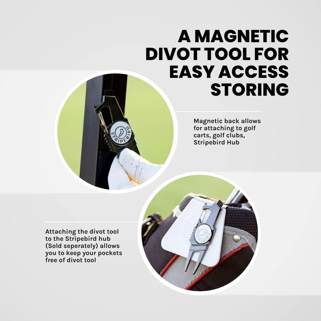 - Magnetic Golf Divot Tool - for Golfers That Fix Divots - Multi-Functional Golf Divot Repair - Easily Attach and Access Divot Tool While You Golf - Premium Gift Box (Silver)