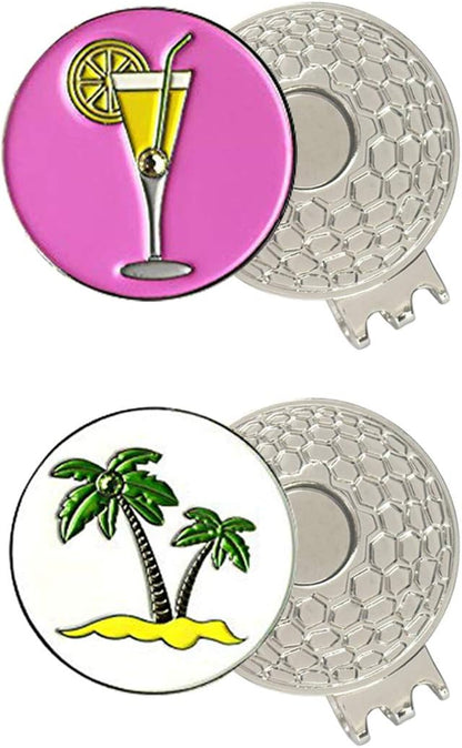 Colorful Golf Ball Markers with Silver Color Golf Hat Clips