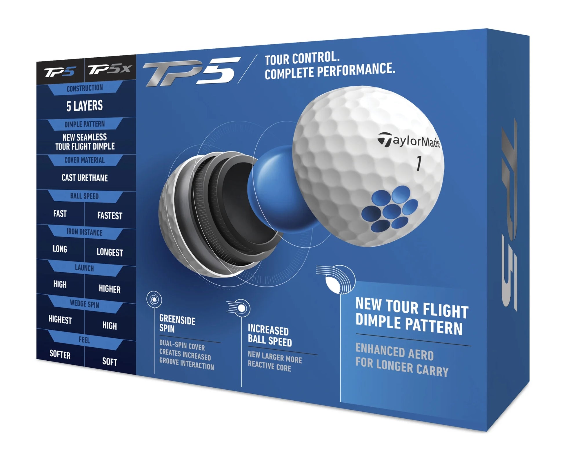 Golf Company TP5 Adult Tour Golf Balls, White Dimple, 1.4 Lb, (12 Pack)