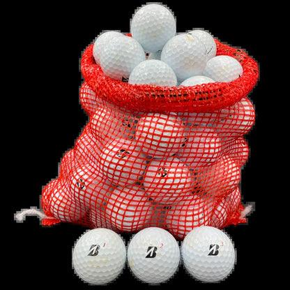 - 72 Bridgestone Tour B Series Recycled Golf Balls in Mesh Bag 3A/2A Condition