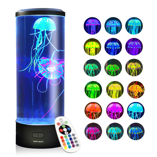 Giftable Jellyfish Lamp, Nightly Lifelike Desk Jellyfish Aquarium, Electric Jellyfish LED Light with 18 Color Changing Remote Control for Home Decor & Men Women and Kids