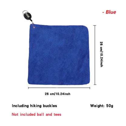 Golf Towel 26*26Cm with Carabiner Hook Microfiber Double-Sided Velvet 10.24*10.24 Inch Black Cotton Cleaning Towel Sports Cleans