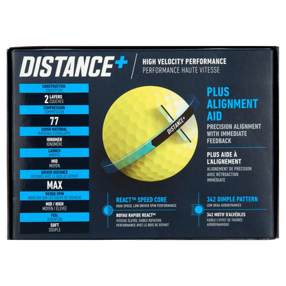 2021 Distance plus Golf Balls, Yellow, 12 Pack