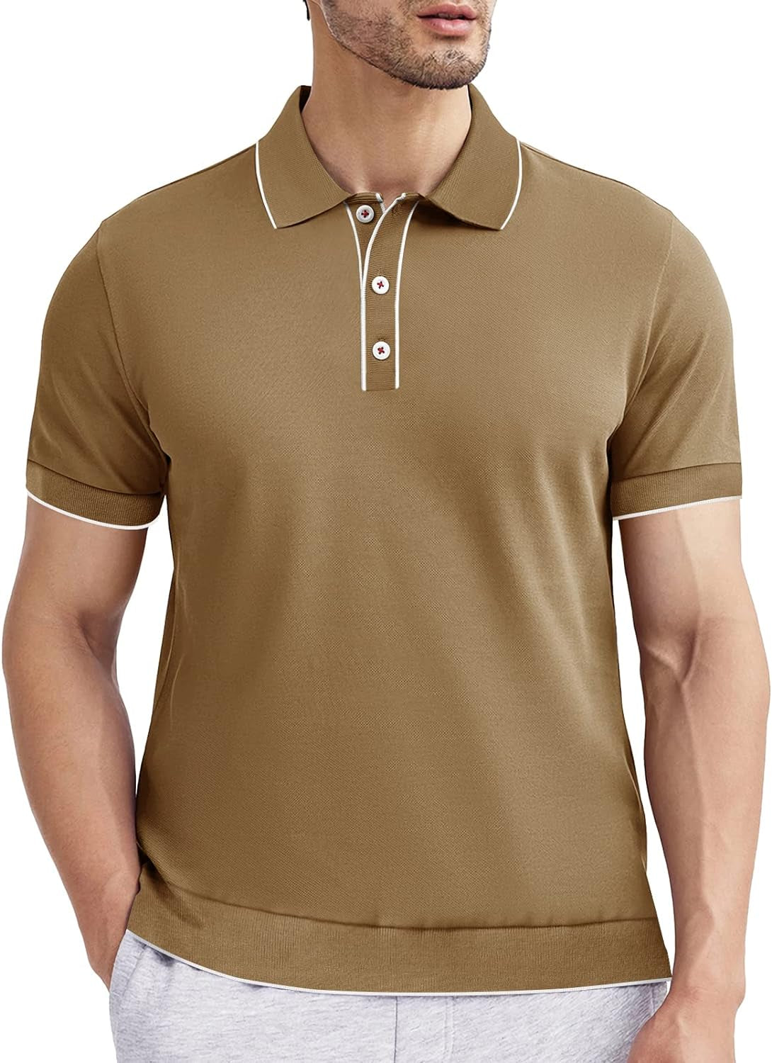 Men'S Cotton Polo Shirts Casual Short Sleeve Classic Fit Shirt