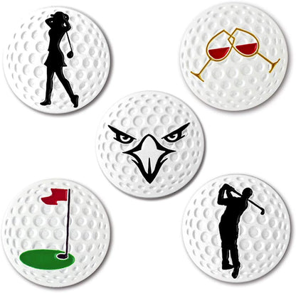 Creative Golf Ball Marker Soft Enamel Golf Markers 24.4MM Assorted 5 Pcs