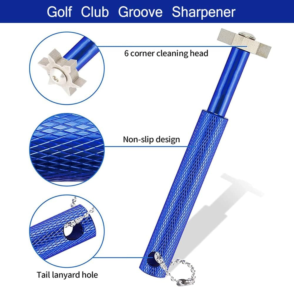 Golf Club Cleaner, Golf Towel, Retractable Golf Club Brush, Golf Club Groove Sharpener and Divot Repair Tool with Golf Pouch, Golf Accessories for Men