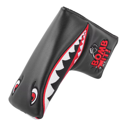 Big Shark Design Straight Bombs Golf Driver Head Cover 460Cc PU Leather Golf Club Driver Fairway Wood Hybrid Rescuecovers