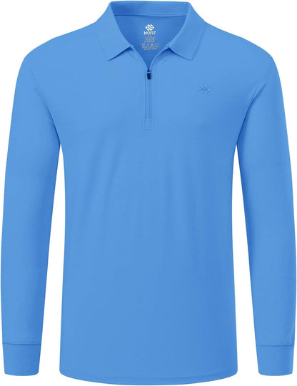 Men'S Long Sleeve Golf Shirt Quarter Zip Sport Polo Shirt Athletic Fit