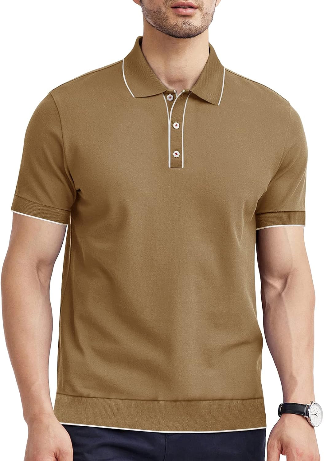 Men'S Cotton Polo Shirts Casual Short Sleeve Classic Fit Shirt