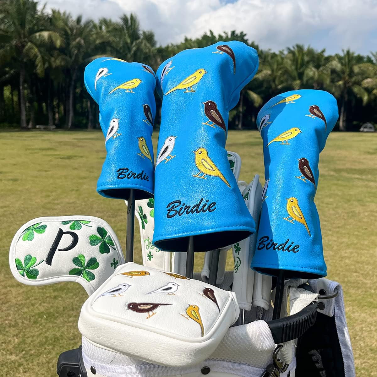 Golf Club Headcover Golf Birdie Birds Driver Fairway Wood Hybrid Wood Head Cover Golf Mallet Blade Putter Cover 3Pcs 1Pc for Golf Wood Club Head