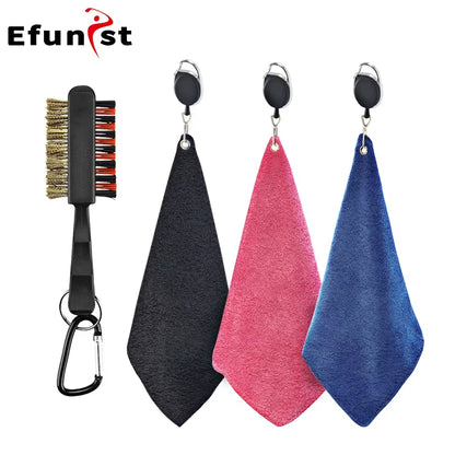 Golf Towel 26*26Cm with Carabiner Hook Microfiber Double-Sided Velvet 10.24*10.24 Inch Black Cotton Cleaning Towel Sports Cleans