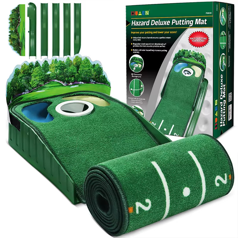 Putting Mat Golf for Indoors, Golf Putting Mat with Ball Return, Mini Golf Game for Home and Office, Men'S Father'S Day Gift