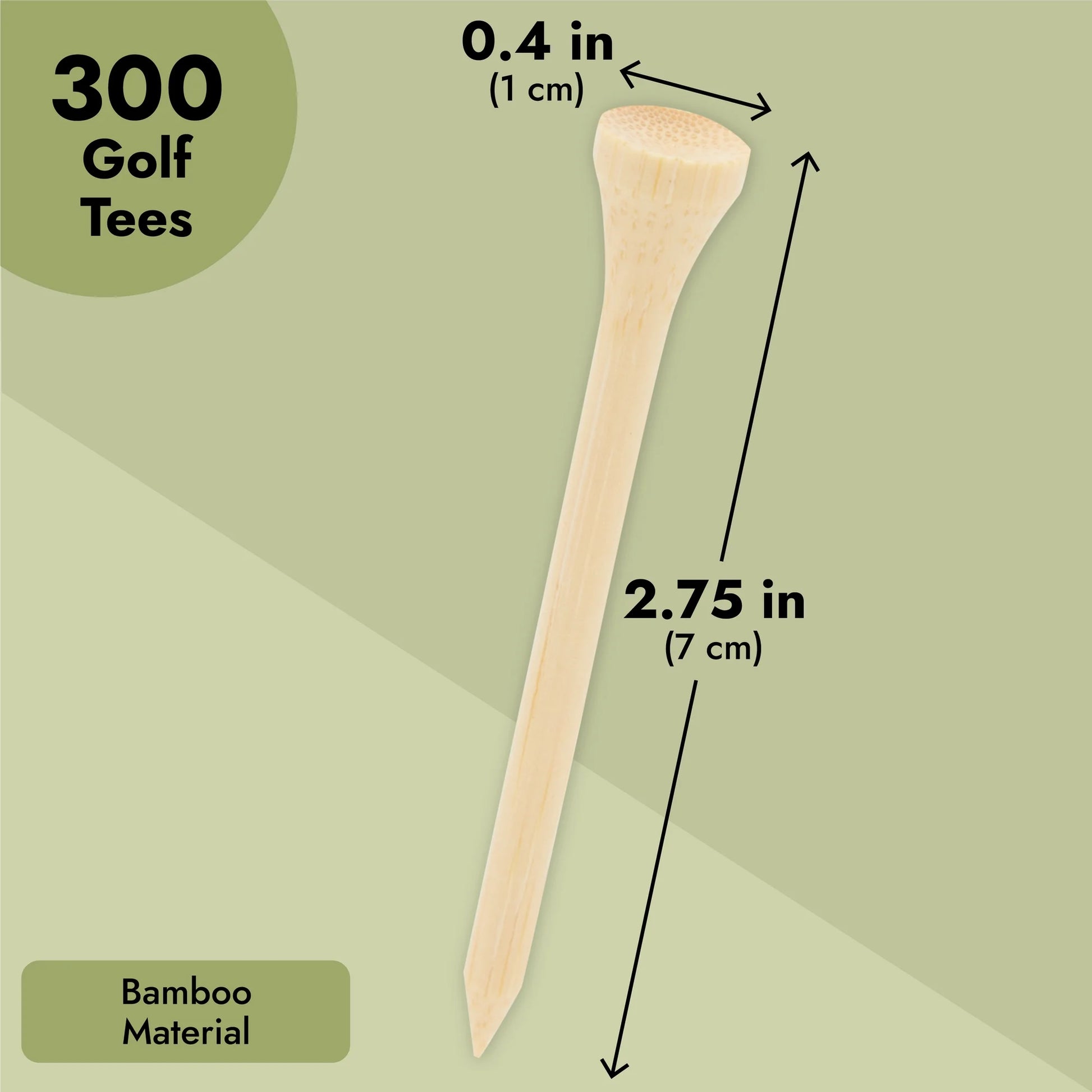 300 Pack Bamboo Golf Tees in Bulk (2 3/4 Inch, Natural Wood Color)