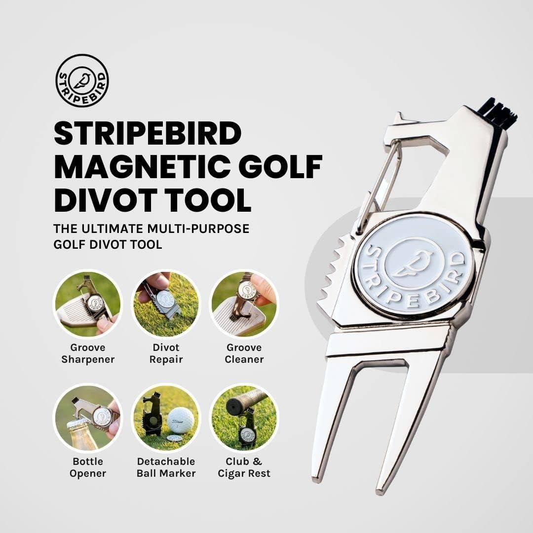 - Magnetic Golf Divot Tool - for Golfers That Fix Divots - Multi-Functional Golf Divot Repair - Easily Attach and Access Divot Tool While You Golf - Premium Gift Box (Silver)