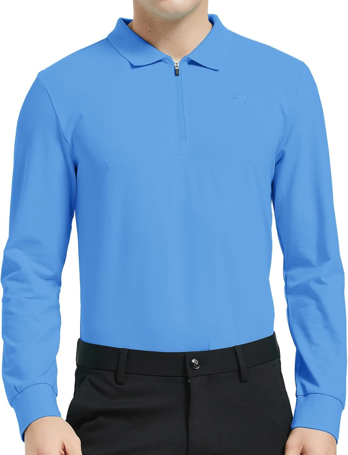 Men'S Long Sleeve Golf Shirt Quarter Zip Sport Polo Shirt Athletic Fit