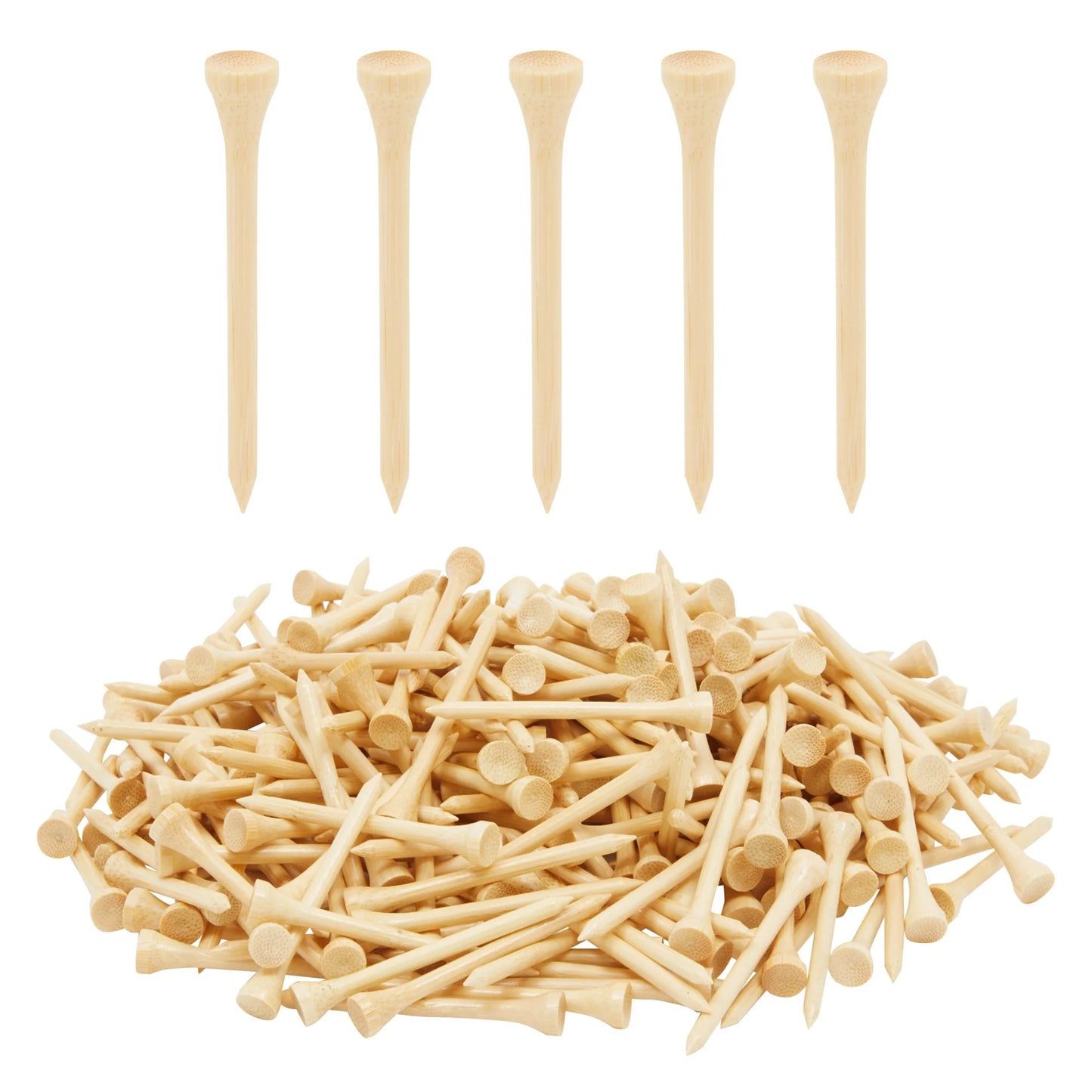 300 Pack Bamboo Golf Tees in Bulk (2 3/4 Inch, Natural Wood Color)