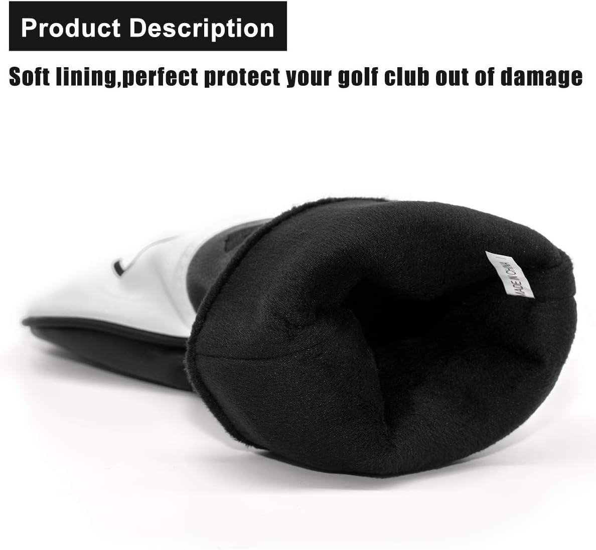 Golf Club Covers for Woods, Wood Headcovers Set, Driver Headcover & Fairway Head Cover and Hybrid Rescue - Leather Protector Case Fits All Brand, Pcs (DFH)