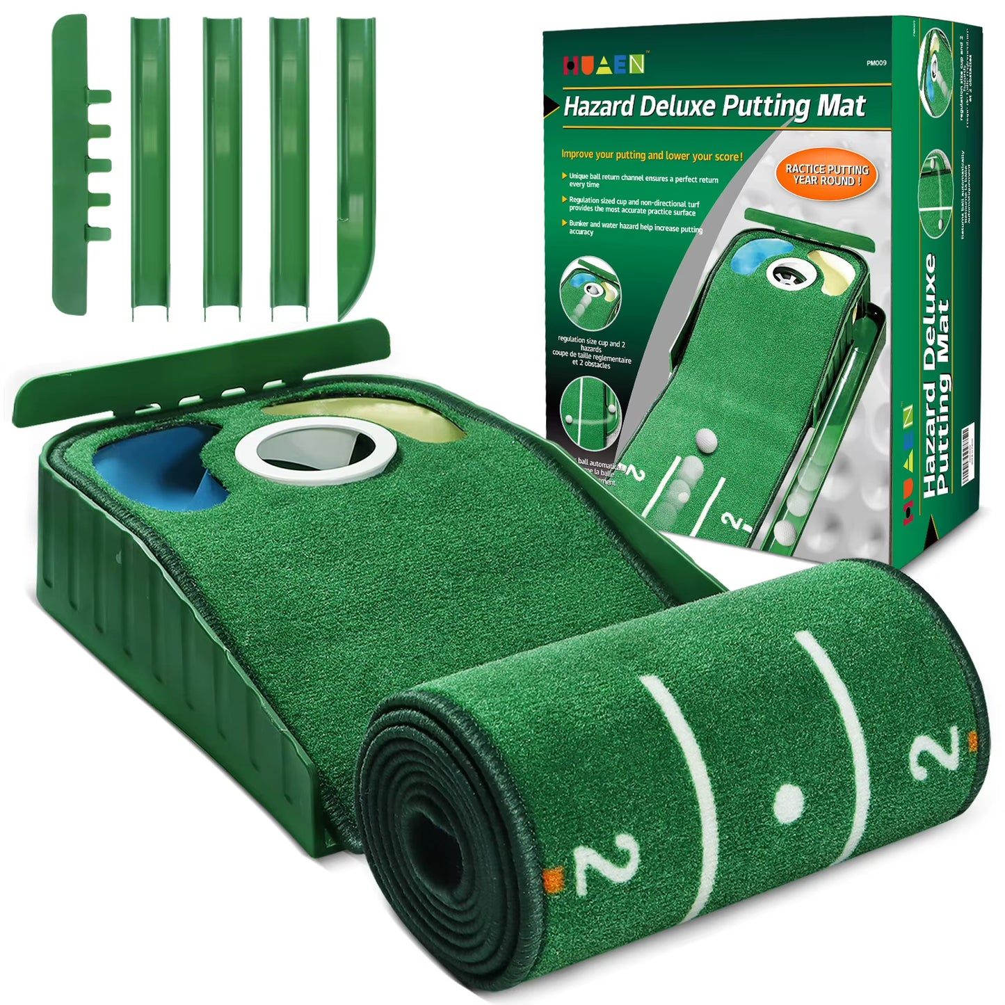 Putting Mat Golf for Indoors, Golf Putting Mat with Ball Return, Mini Golf Game for Home and Office, Men'S Father'S Day Gift