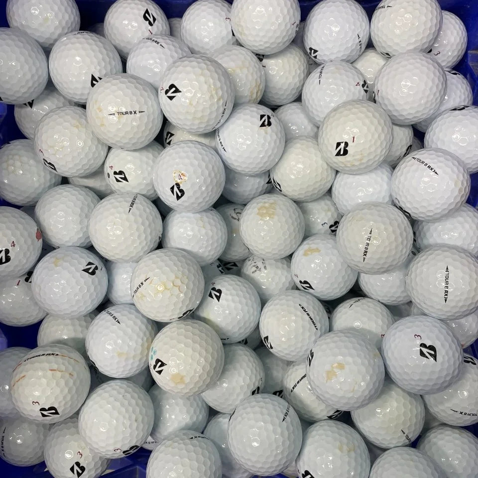 - 72 Bridgestone Tour B Series Recycled Golf Balls in Mesh Bag 3A/2A Condition