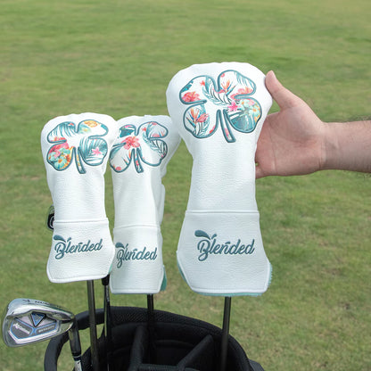 Golf Head Cover White Lucky Clovers High Quality Golf Club Head Covers Golf Fariway Wood Covers Hybrid Head Covers 3 Wood Headco