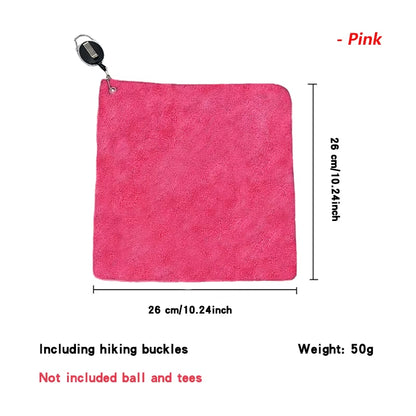 Golf Towel 26*26Cm with Carabiner Hook Microfiber Double-Sided Velvet 10.24*10.24 Inch Black Cotton Cleaning Towel Sports Cleans